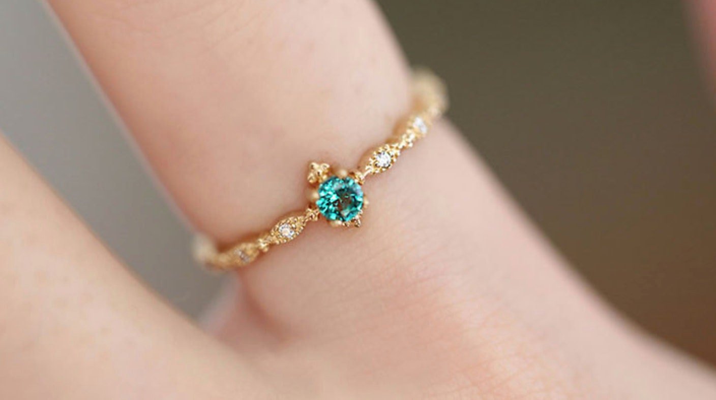 Emerald Green Ring, S925 Silver + Dainty Pendant | Vintage InspiredRings_Gold_Emerald Green_antique_rings_birthday_gifts_women