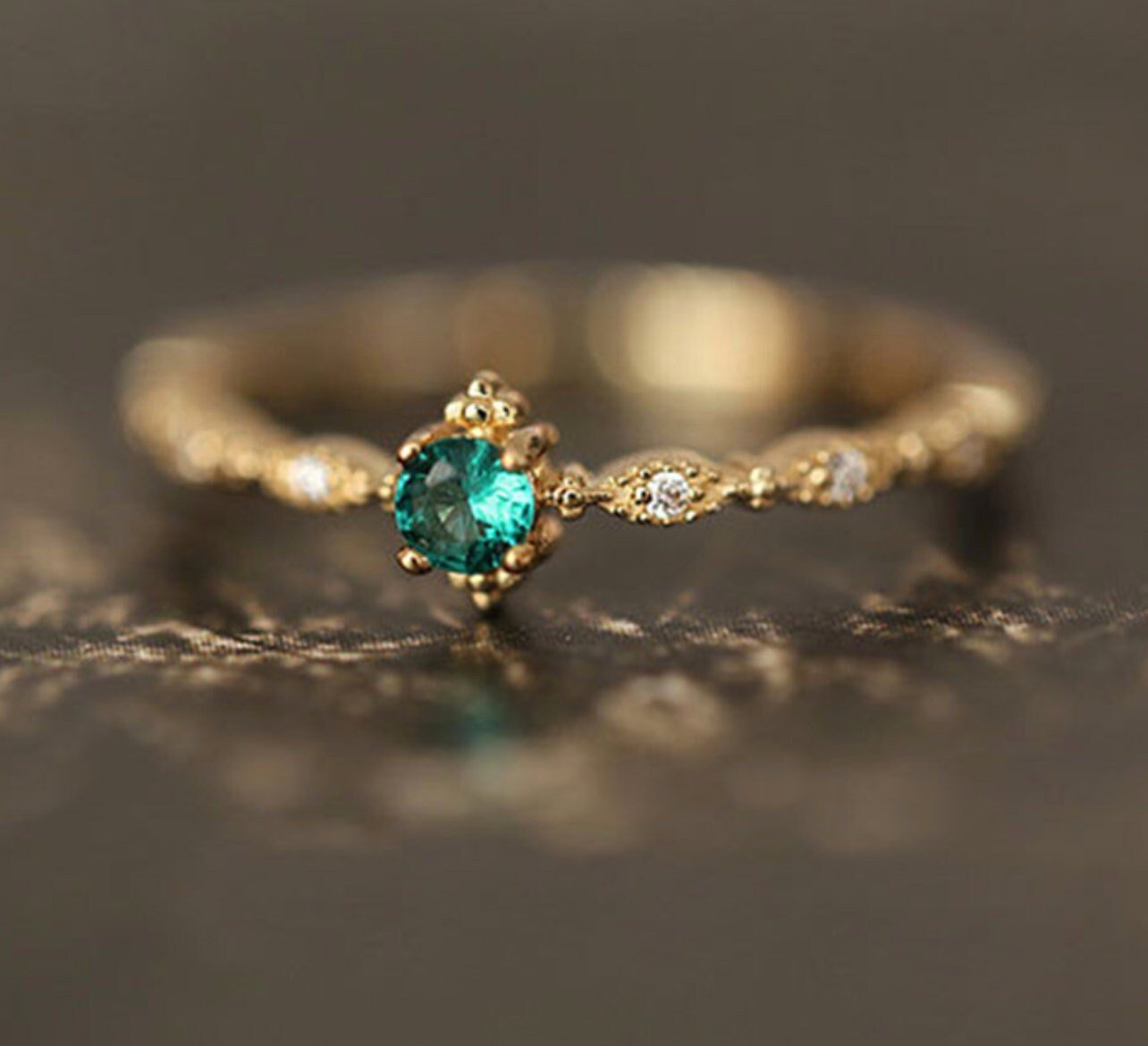 Emerald Green Ring, S925 Silver + Dainty Pendant | Vintage InspiredRings_Gold_Emerald Green_antique_rings_birthday_gifts_women