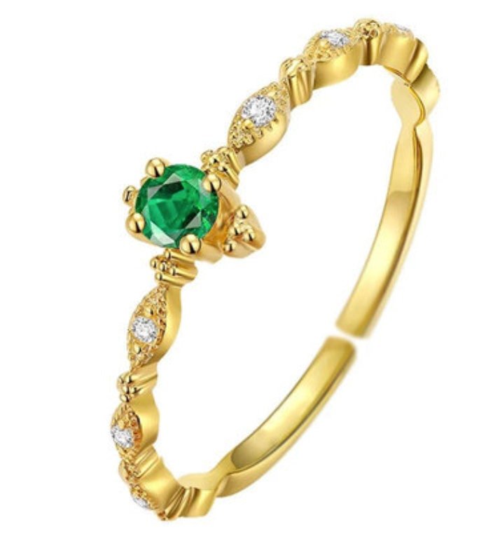 Emerald Green Ring, S925 Silver + Dainty Pendant | Vintage InspiredRings_Gold_Emerald Green_antique_rings_birthday_gifts_women