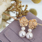 Diva S925 Silver Baroque Earrings w. Golden Rose & Pearls | Vintage InspiredEarrings_Gold_White_back_to_school_christmas