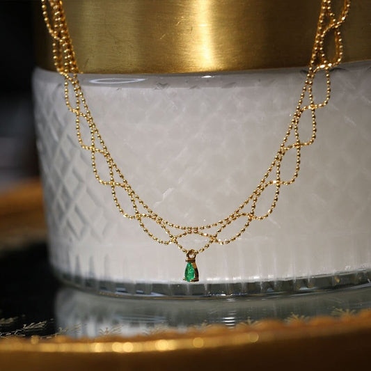 Grace S925 Silver Victorian Emerald Gold Chocker Necklace | Vintage InspiredNecklaces_Gold_Emerald Green_christmas_date night