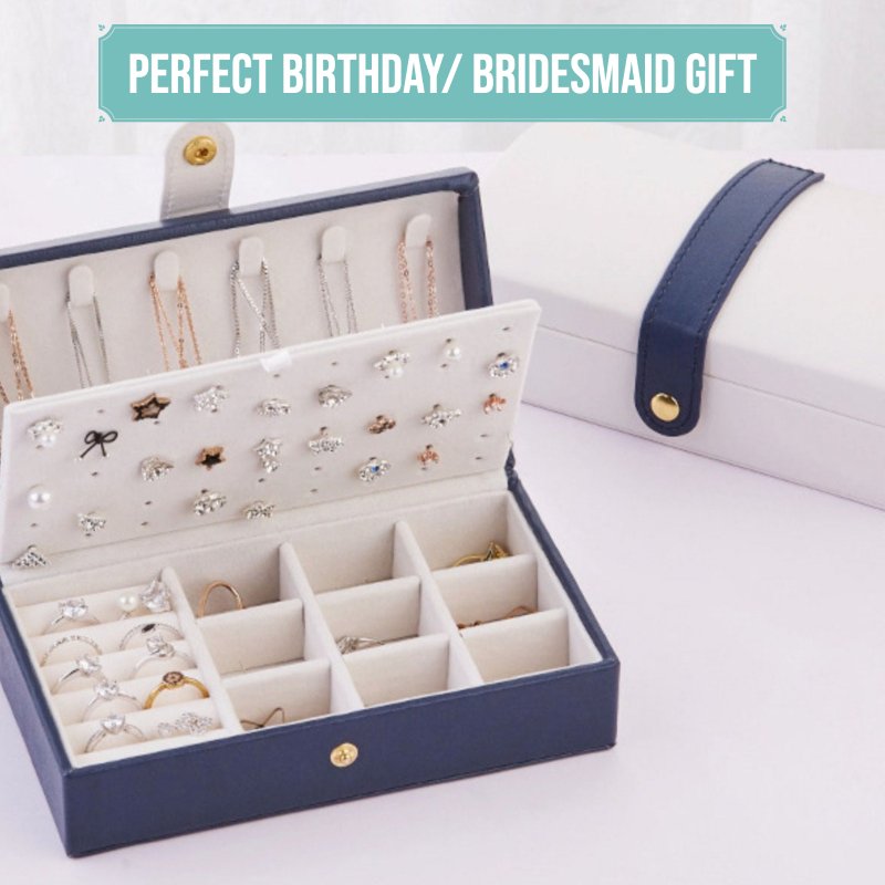 Jewelry Organizer PU Leather Case for Travel and Daily Storage | The Beauty InsideJewelry Organizers_Navy Blue__accessory_case_bridesmaid_proposal