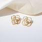 Kelly S925 Silver Earrings, Elegant White & Gold Rose | Vintage InspiredEarrings_Gold_White_elegant_pearl_floral_earrings