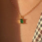 Kiara Dainty 14k Gold Necklace w. Emerald Pendant Green Gemstone | Vintage InspiredNecklaces_Gold_Emerald Green_14k Gold_antique_necklace