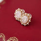 Leighton 14K Gold Plated Pearl & Gem Earrings Victorian Design | Vintage InspiredEarrings_Gold_Pink_14k Gold_antique_accessory