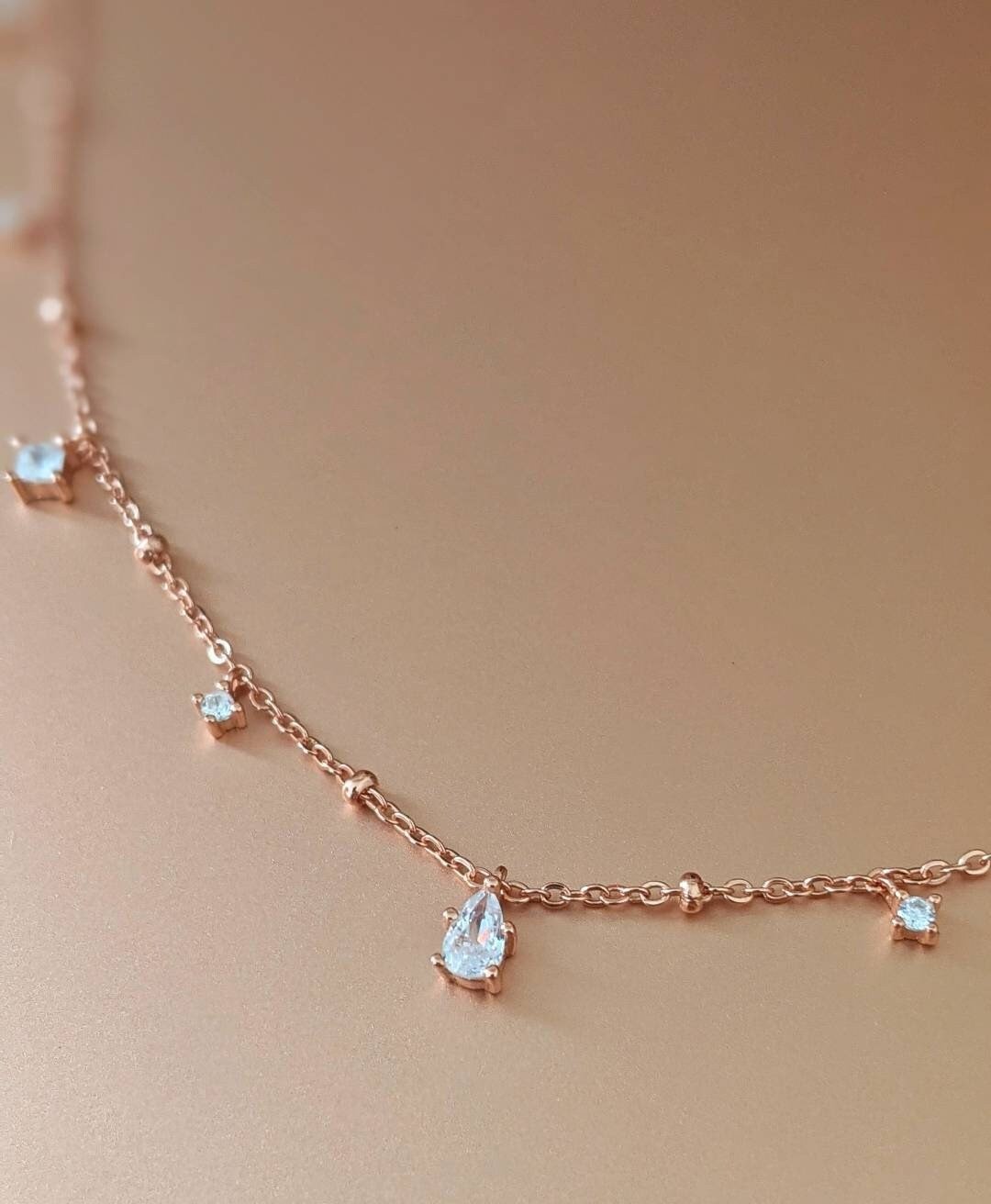 Mera S925 Silver Emerald Pendant Necklace, Dainty Dangle Green Charms✨ | Vintage InspiredNecklaces_Rose Gold_White_antique_necklace_birthday_gift_women