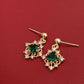 Morgan 14K Gold Earrings w. Emerald Green Gem Jewels Pendant | Vintage InspiredEarrings_Gold_Emerald Green_14k Gold_antique_accessory