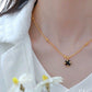 Serenity 18K Gold Vermeil Necklace w. Black or Clear Gem Pendant | Minimalist ChicNecklaces_Gold_Black_18k Gold_birthday_gift_women